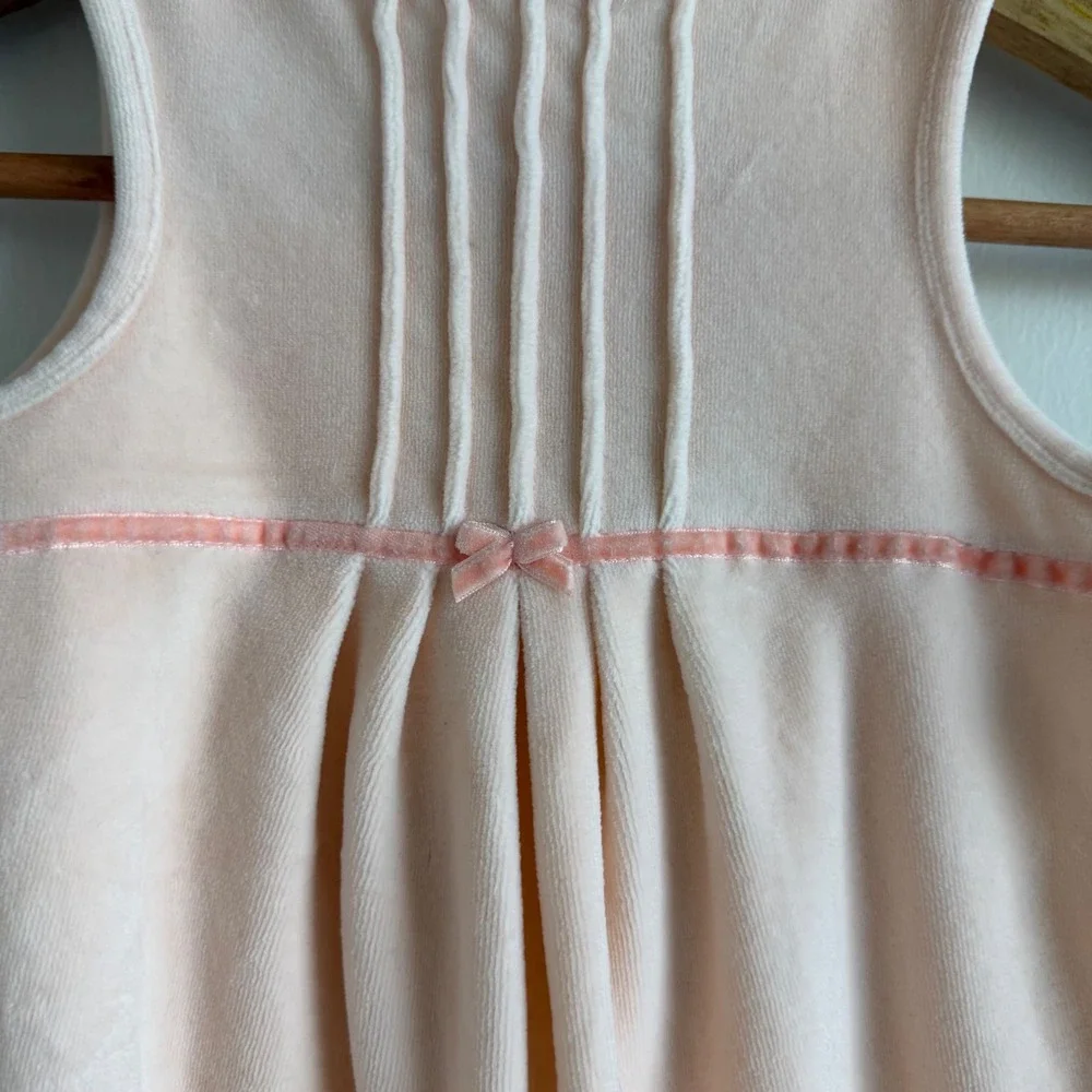 Vintage Light Pink Velveteen Pleated Jumper Size 18-24 Months